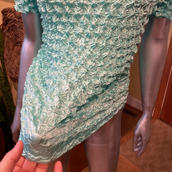 F.C unique stretch highly textured shirt great dress up/ dress down mint green - Picture 6 of 6